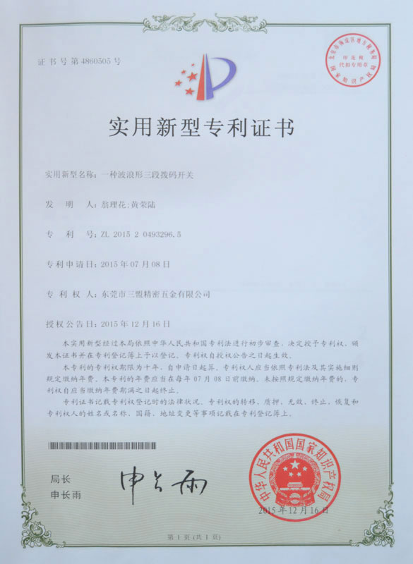 Patent certificate