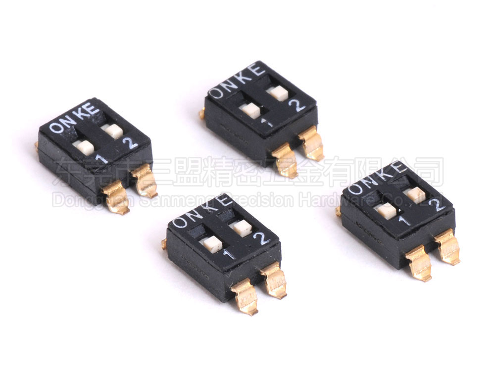 2.54 DIP switch 2 position flat push patch